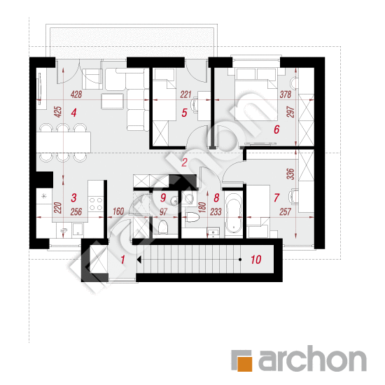 Dom w tawlinach (R2B) ver.2 | rzut poddasza