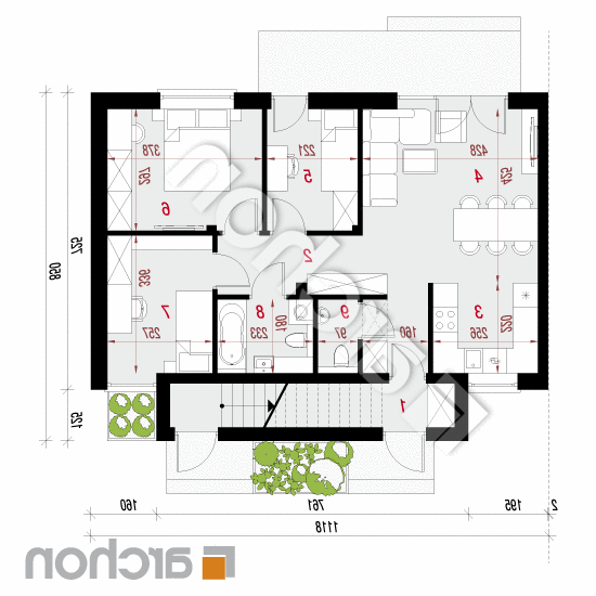 Dom w tawlinach (R2B) ver.2 | rzut parteru