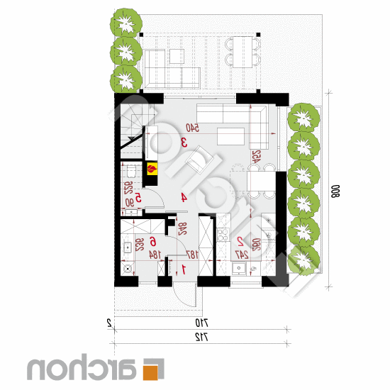 Dom w modrakach 5 (B) | rzut parteru