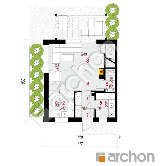 Dom w modrakach 5 (B) | rzut parteru