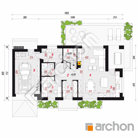 Dom w trzcinnikach 5 (GE) | rzut parteru