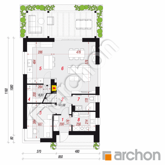 Dom w malinówkach 55 | rzut parteru