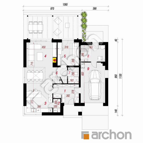 Dom w amorfach 5 (GE) | rzut parteru