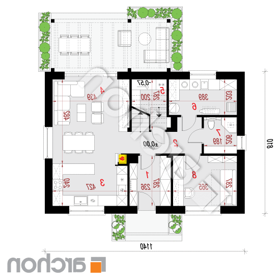 Dom w zielistkach 35 | rzut parteru