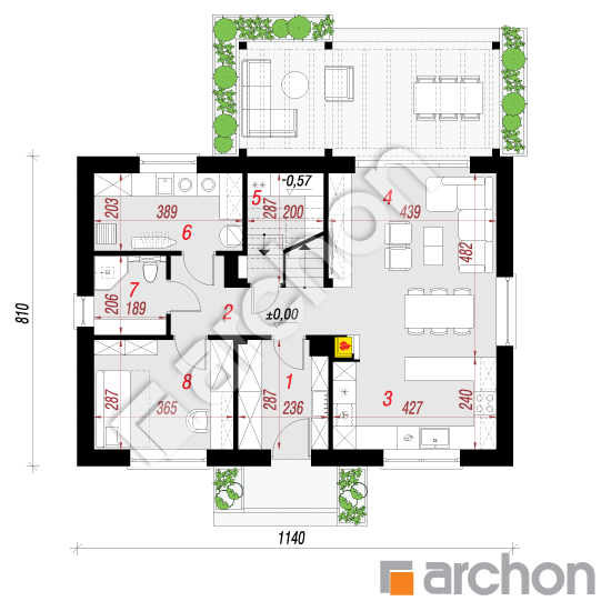 Dom w zielistkach 35 | rzut parteru