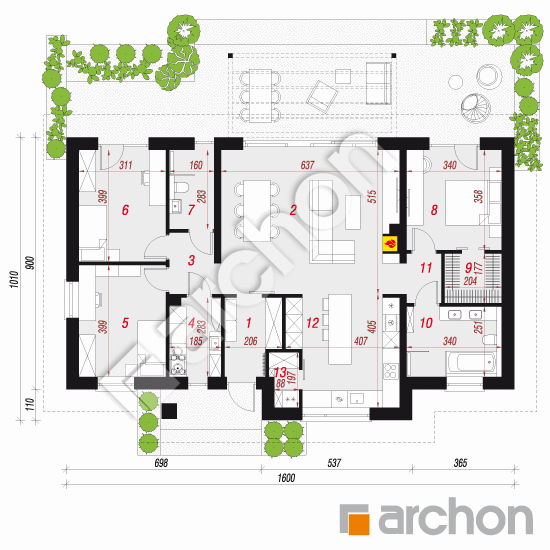 Dom w angeloniach 2 (E) | rzut parteru