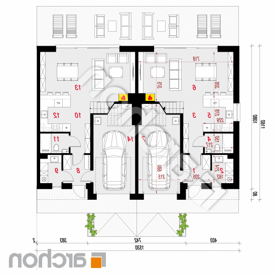 Dom w narcyzach 6 (R2BA) | rzut parteru