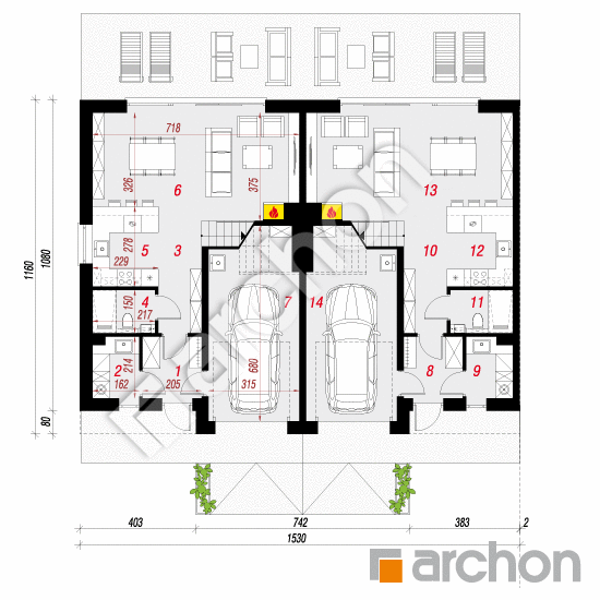 Dom w narcyzach 6 (R2BA) | rzut parteru