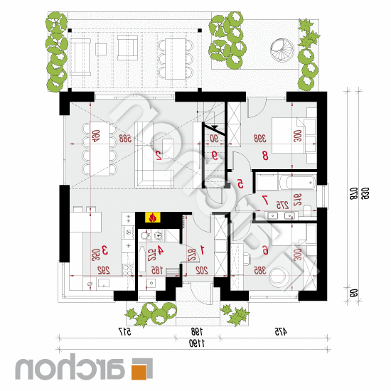 Dom w kotewkach 3 (E) | rzut parteru