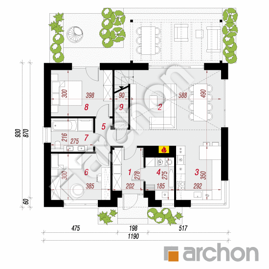 Dom w kotewkach 3 (E) | rzut parteru