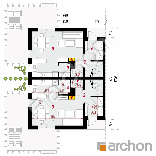 Dom w czworolistach (R2B) ver.2 | rzut parteru