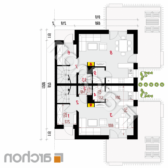Dom w czworolistach (R2B) ver.2 | rzut parteru