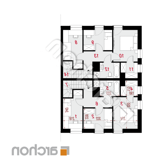 Dom w czworolistach (R2B) ver.2 | rzut poddasza