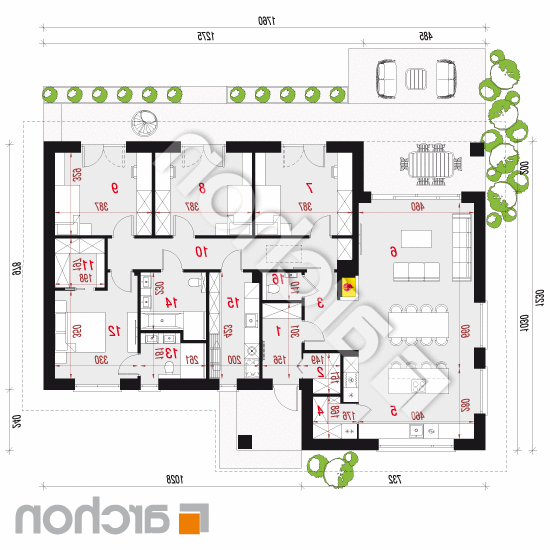 Dom pod sakurą (E) | rzut parteru