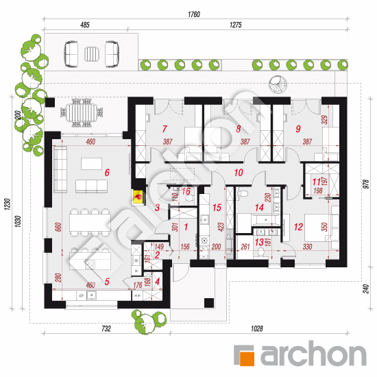 Dom pod sakurą (E) | rzut parteru