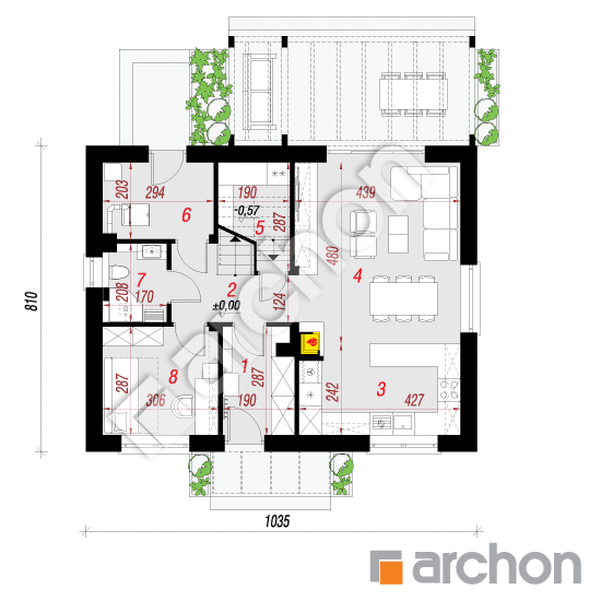 Dom w zielistkach 34 (A) | rzut parteru
