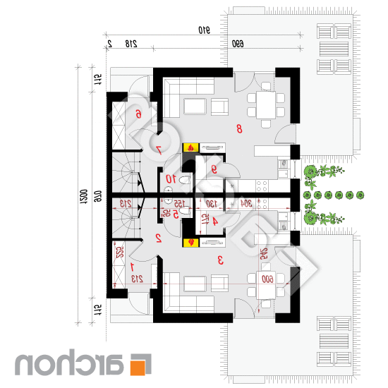 Dom w czworolistach (R2B) | rzut parteru