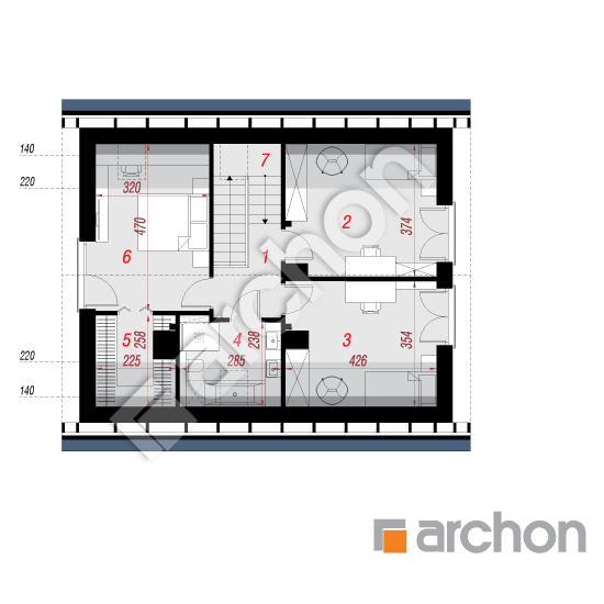 Dom w nieszpułkach | rzut poddasza