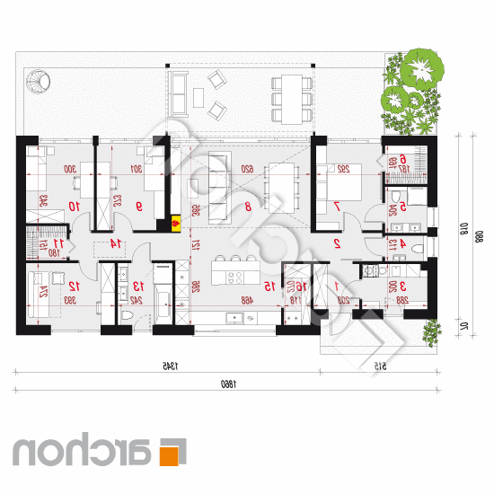 Dom w modrzewiach 6 (E) | rzut parteru