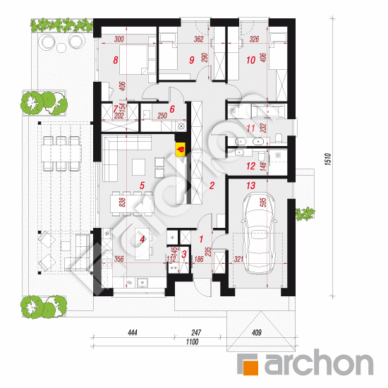 Dom w cieszyniankach 17 (GA) | rzut parteru