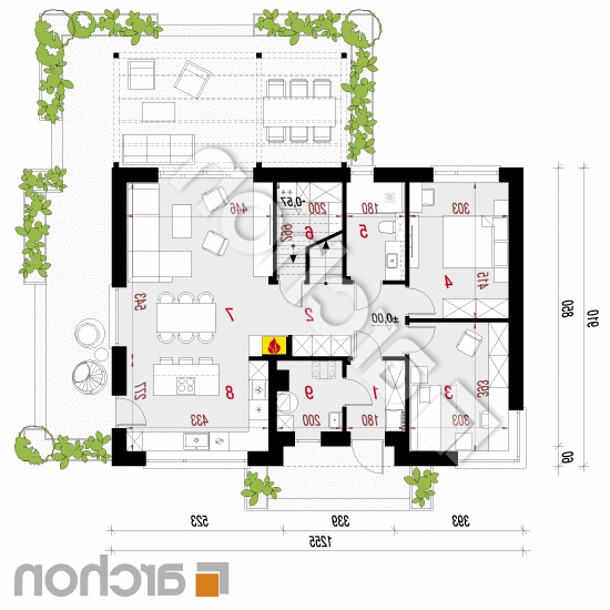 Dom w orchideach 4 (E) | rzut parteru