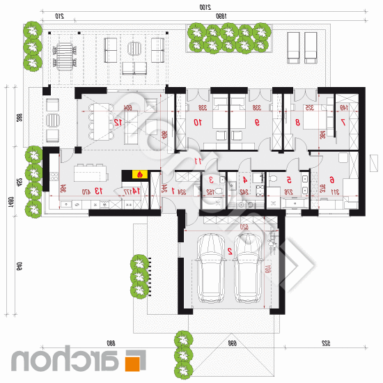 Dom w kosaćcach 49 (G2E) OZE | rzut parteru