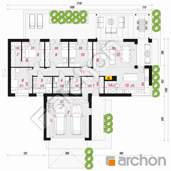 Dom w kosaćcach 49 (G2E) OZE | rzut parteru