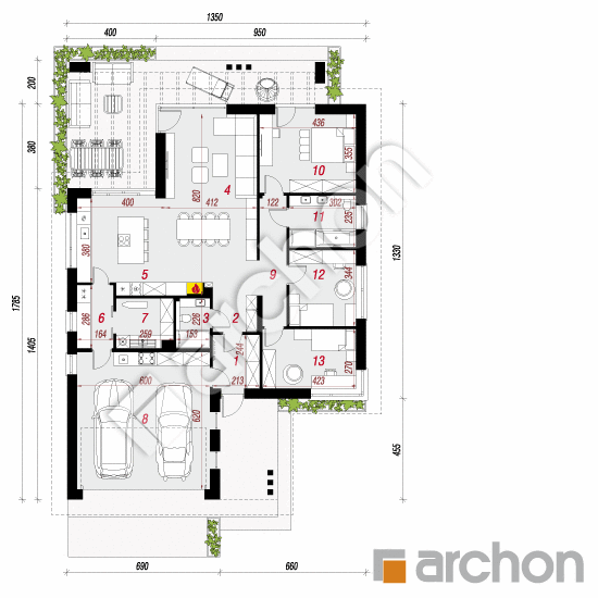 Dom pod złotokapem 2 (G2E) | rzut parteru