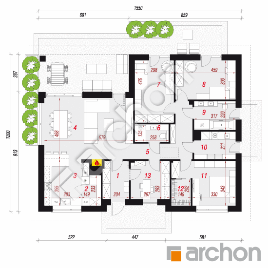 Dom w litodorach | rzut parteru