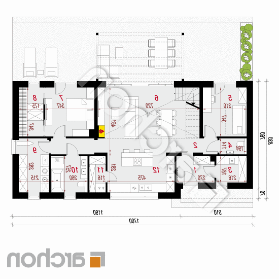 Dom w modrzewiach 11 | rzut parteru