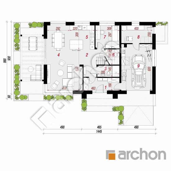 Dom w balsamowcach 22 (G) | rzut parteru