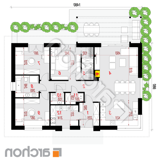 Dom w tymotkach 2 (E) | rzut parteru