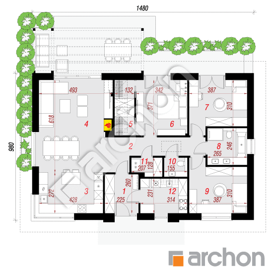Dom w tymotkach 2 (E) | rzut parteru