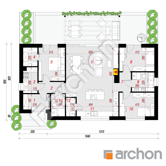 Dom w modrzewiach 8 (E) | rzut parteru