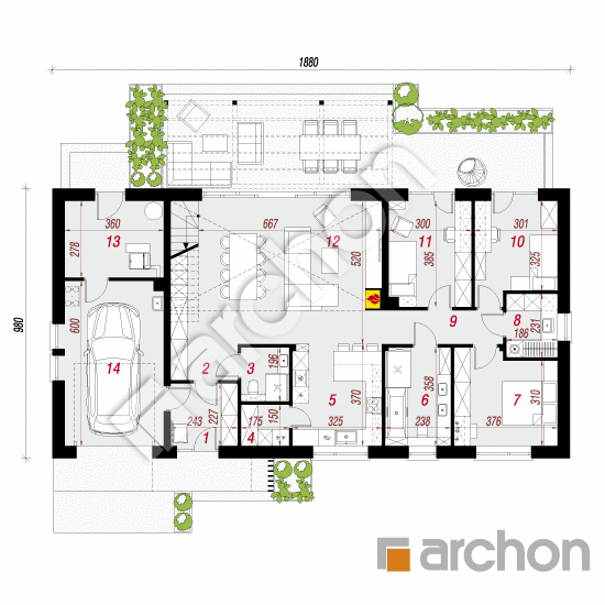 Dom w daktylowcach 2 (GE) | rzut parteru