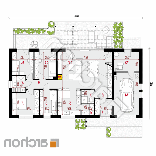 Dom w daktylowcach 2 (GE) | rzut parteru