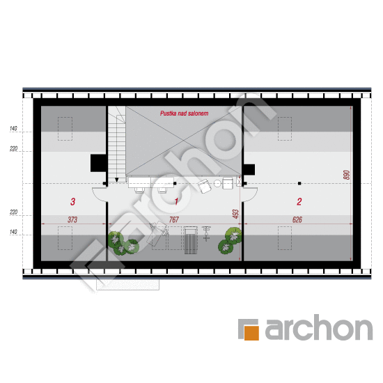 Dom w daktylowcach 2 (GE) | rzut poddasza