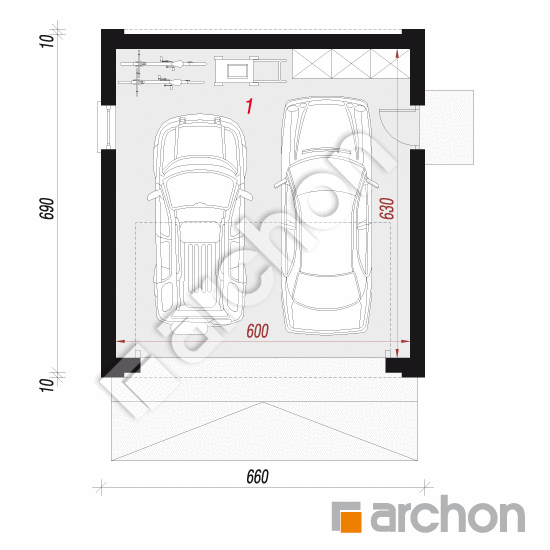 Garaż 2-stanowiskowy G42 | rzut parteru
