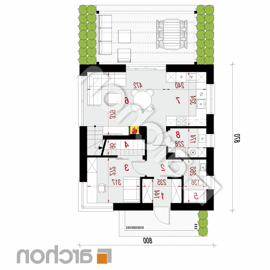 Dom w kronselkach 5 | rzut parteru