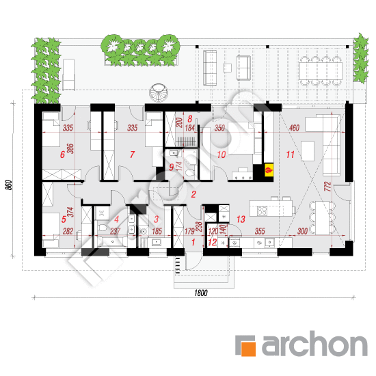 Dom w kosaćcach 52 | rzut parteru