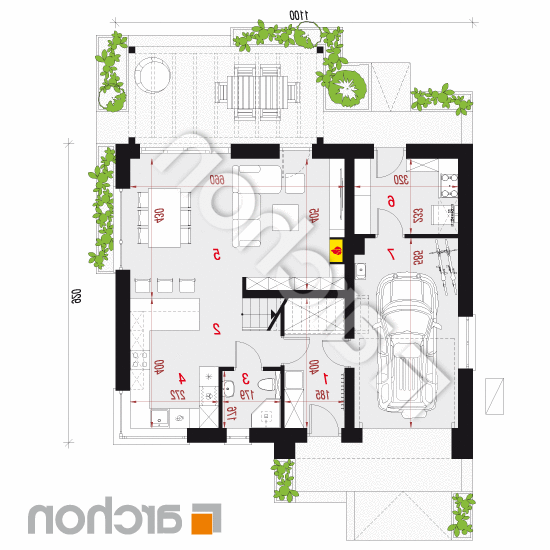 Dom w aurorach 25 (GE) OZE | rzut parteru
