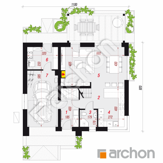 Dom w aurorach 25 (GE) OZE | rzut parteru