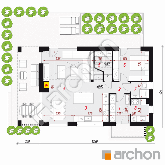 Dom w trzcinnikach 6 (E) | rzut parteru