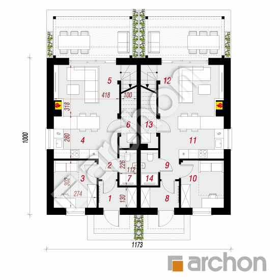 Dom w tunbergiach 7 (R2) | rzut parteru