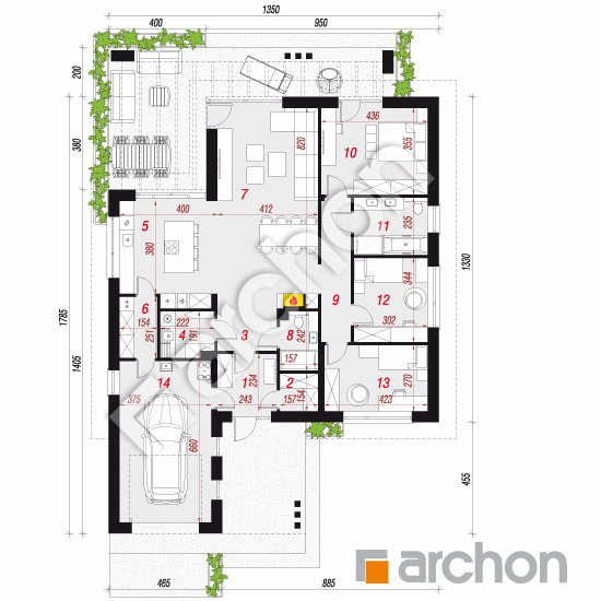 Dom pod złotokapem 2 (GE) | rzut parteru