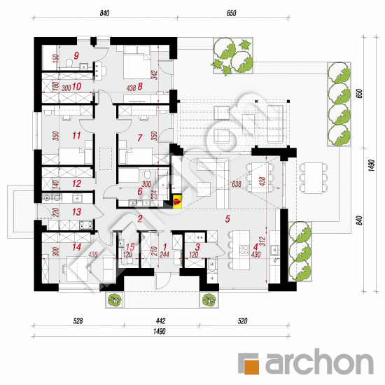 Dom w bakopach (E) | rzut parteru