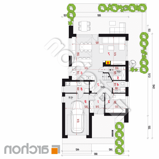 Dom w miletiach (GE) | rzut parteru
