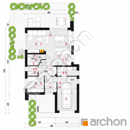 Dom w miletiach (GE) | rzut parteru