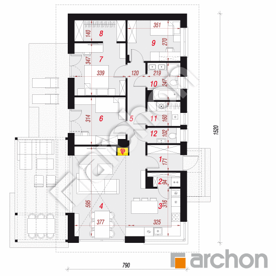 Dom w kosaćcach 17 (A) | rzut parteru