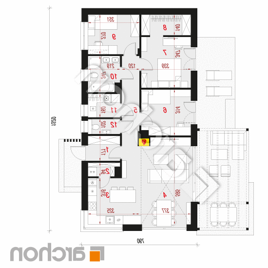 Dom w kosaćcach 17 | rzut parteru